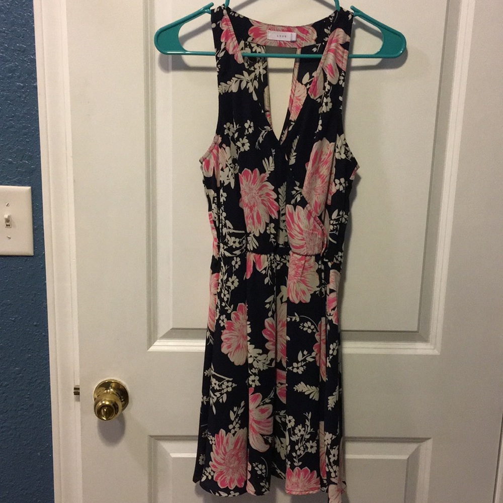 Flower print no sleeve dress